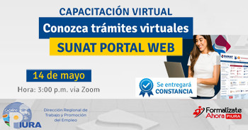  Capacitación online "Conozca Trámites virtuales - SUNAT Portal Web" de la DRTPE Piura