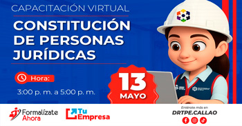  Capacitación online "Constitución de personas jurídicas" DRTPE del Callao