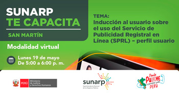 Capacitación virtual gratuita Uso del Servicio de Publicidad Registral en Linea (SPRL)-Perfil Usuario  de la SUNARP