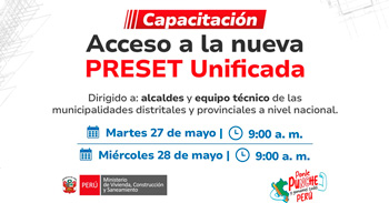 Capacitación online gratis "Acceso a la nueva PRESET Unificada" del MINISTERIO DE VIVIENDA