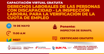  Capacitación online gratis "Derechos laborales de las personas con discapacidad" de la GRTPE Lambayeque