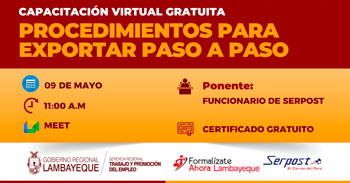  Capacitación online gratis Procedimientos para exportar paso a paso de la GRTPE Lambayeque