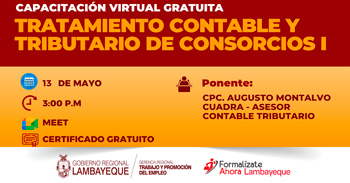  Capacitación online gratis Tratamiento Contable y Tributario de Consorcios I de la GRTPE Lambayeque