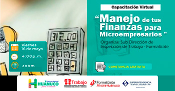  Capacitación online "Manejo de tus finanzas para microempresarios" de la DRTPE Huánuco