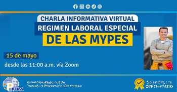  Charla online gratis "Regimen Laboral Especial de las MYPE" de la DRTPE Piura