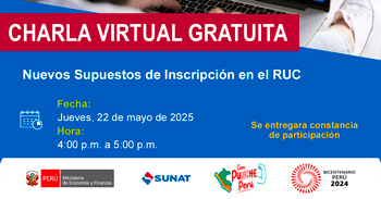 Charla online "Nuevos Supuestos de Inscripción en el RUC"  de la Sunat
