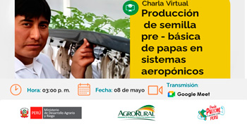  Charla online "Produccion de semilla pre - basica de papas en sistemas aeroponicos"  de Agro Rural
