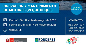 Curso presencial gratuito "Operación y mantenimiento de motores (peque peque)" de FONDEPES