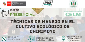 Curso presencial gratis "Técnicas de manejo en el cultivo ecológico de chirimoyo" ,INIA