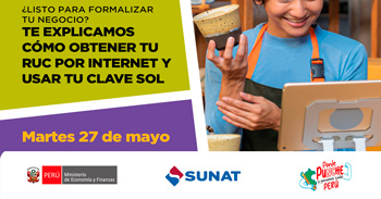 Evento online gratis "Aprende a cómo obtener tu ruc por internet y usar tu clave soll" de la SUNAT
