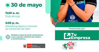 Taller online gratis "Flujo de caja y marketing digita" del PRODUCE