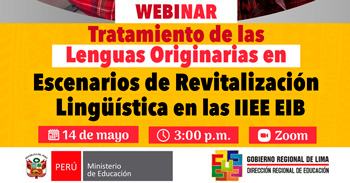  Webinar online "Tratamientos de las leguas originarias en escenarios de revitalización lingüística en las EIB"