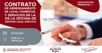  Capacitación presencial gratis "Contrato de Arrendamiento de Local Comercial" de la DRTPE San Martín
