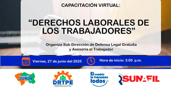  Capacitación online gratis  "Derechos laborales de los trabajadores" de la DRTPE Junín