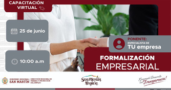 Capacitación online gratis "Formalización Empresarial"  de la DRTPE de San Martín