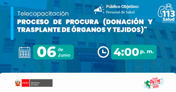  Capacitación online gratis "Proceso de procura (Donación y trasplante de órganos y tejidos)" del  MINSA