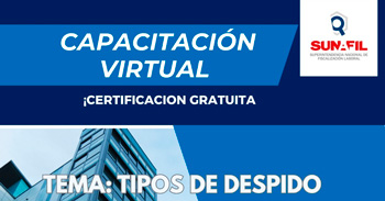 Capacitación online gratis "Tipos de despidos" de la Drtpe Huancavelica