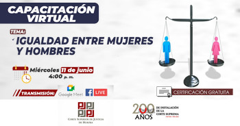  Capacitación virtual "Igualdad entre Mujeres y Hombres" de la Corte Superior de Justicia de Huaura