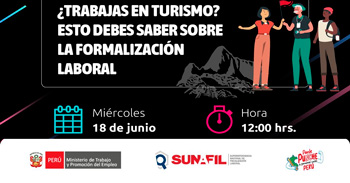  Capacitación online "¿Trabajas en turismo? Esto debes saber sobre la formalización laboral"  de la SUNAFIL