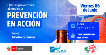  Charla online gratis "Alcohol y cáncer"del INEN