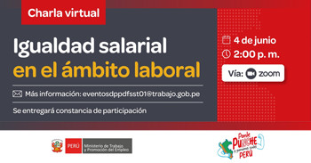  Charla online gratis "Igualdad salarial en el ámbito laboral" del MTPE