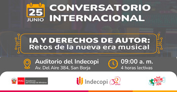  Conversatorio presencial "IA y Derechos de Autor: Retos de la nueva era musical" de INDECOPI
