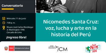 Conversatorio presencial gratis "Nicomedes Santa Cruz: voz, lucha y arte en la historia del Perú"