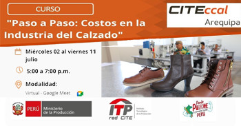  Curso online gratis "Paso a Paso: Costos en la Industria del Calzado"  de Citeccal Arequipa 