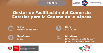  Taller Informativo online "Gestor de Facilitación del Comercio Exterior para la Cadena de la Alpaca" 