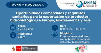 Webinar online "Oportunidades comerciales y requisitos sanitarios" del Mincetur