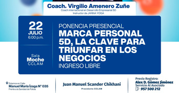   Capacitación presencial gratis "Marca personal 5D, la clave para triunfar en los negocios" de la CCLAM 