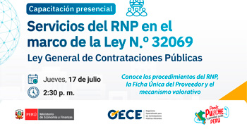Capacitación presencial "Servicios del RNP en el marco de la Ley N.° 32069" del OECE