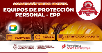  Capacitación online "Equipos de Protección Personal - EPP" de GRTPE Lambayeque