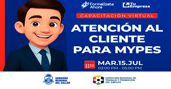  Capacitación online gratis "Atención al cliente para mypes" DRTPE del Callao