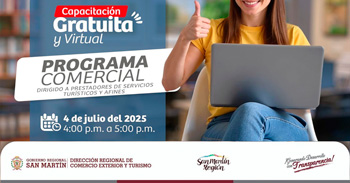  Capacitación online gratis: "Programa Comercial" de la Dircetur San Martín