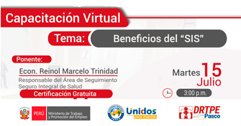  Capacitación online gratis "Beneficios del "SIS"" de la DRTPE Pasco