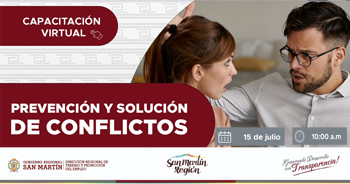  Capacitación online gratis "Prevención y Solución de Conflictos"  de la DRTPE de San Martín