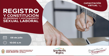  Capacitación online gratis: "Registro y Constitución de Empresas y Hostigamiento Sexual Laboral" 