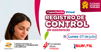  Capacitación online gratis "Registro de Control de Asistencia" de la Gerencia Regional de Trabajo Arequipa
