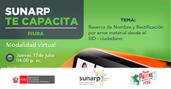  Capacitación online gratis Reserva de Nombre y Rectificación por Error Material en el SID - Ciudadano