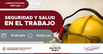  Capacitación online gratis "Seguridad y Salud en el Trabajo"  de la DRTPE de San Martín