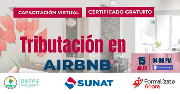  Capacitación online gratis "Tributación en Airbnb" de la DRTPE Loreto