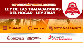  Capacitación online "Ley de las trabajadoras del hogar - Ley 31047" de GRTPE Lambayeque