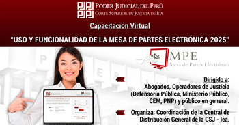  Capacitación online "Uso y funcionalidad de la mesa de partes electrónica 2025" del CSJ Ica