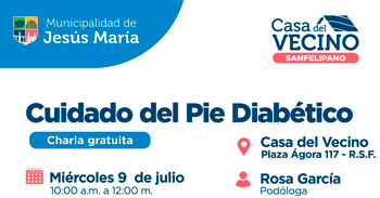 Charla presencial gratis "Cuidado del Pie Diabético" de la Municipalidad de Jesús María