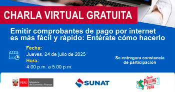  Charla online gratis "Emitir comprobantes de pago por internet es más fácil y rápido: Entérate cómo hacerlo" 