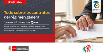 Charla online gratis "Todo sobre los contratos del régimen general" del MTPE