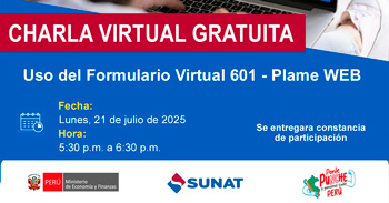  Charla online gratis "Uso del Formulario Virtual 601 - Plame WEB" de la SUNAT