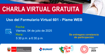  Charla online gratis "Uso del Formulario Virtual 601 - Plame WEB" de la SUNAT