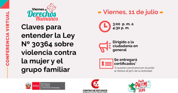  Conferencia online "Claves para entender la Ley Nº 30364 sobre violencia contra la mujer y el grupo familiar"